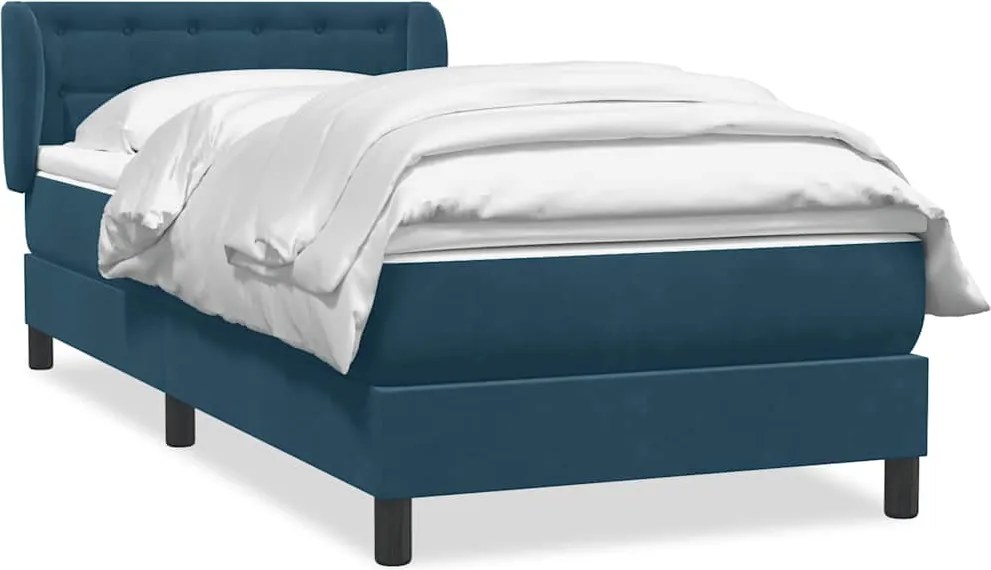 vidaXL Pat box spring cu saltea, albastru închis, 80x220 cm, catifea