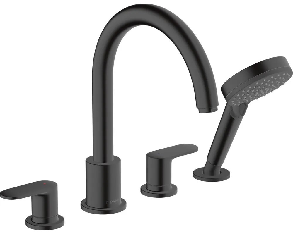 Baterie cada - dus Hansgrohe Vernis Blend 4 elemente negru cu set de dus