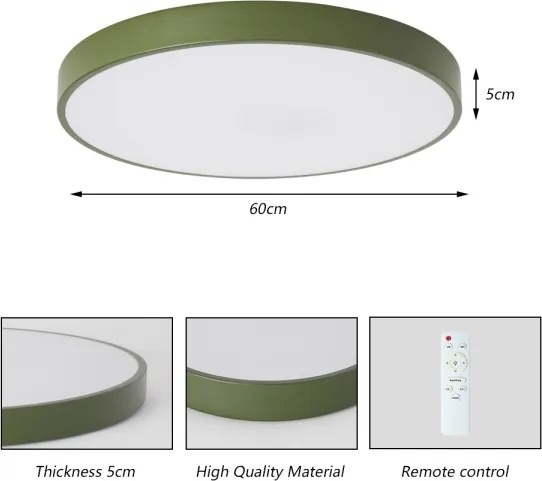 Brilagi - Plafonieră LED dimabilă POOL, 60 W, 230 V, 3000–6000 K, Ø 60 cm, verde + telecomandă