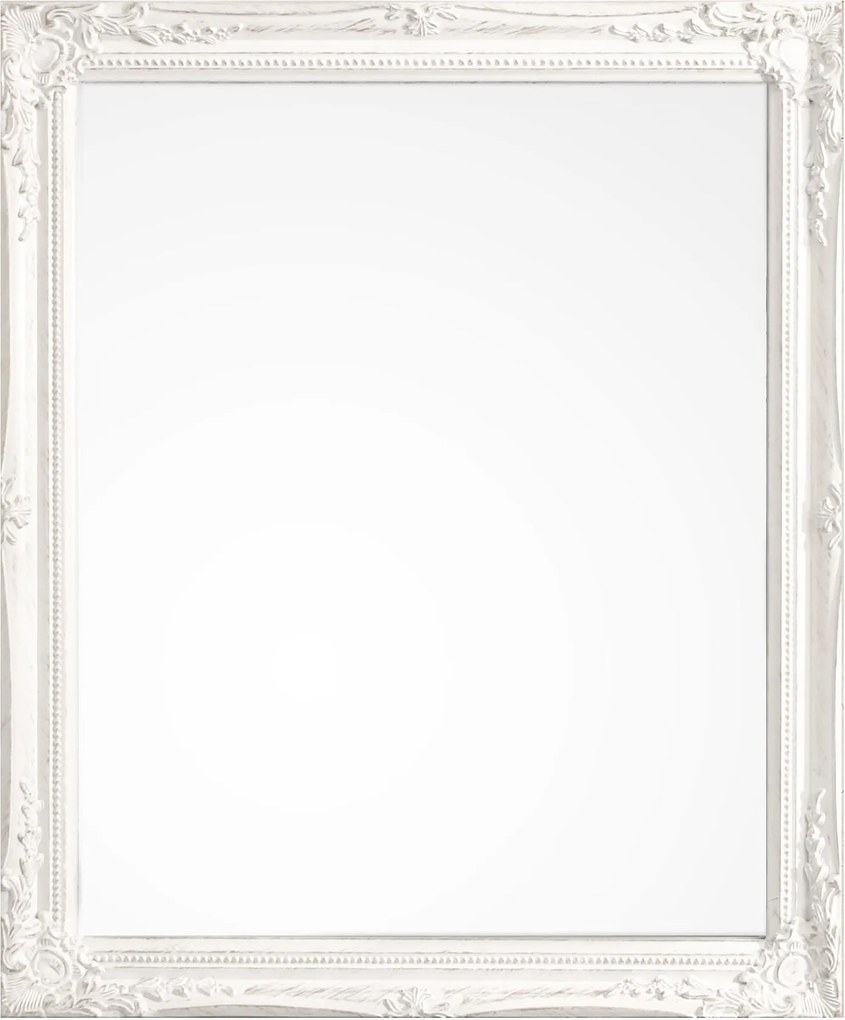 Oglinda decorativa perete cu rama alba patinata Miro 36 cm x 46h