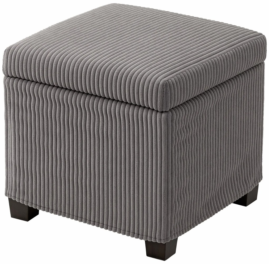 HOMCOM Cutie puf depozitare 30 L cu capac detașabil, puf ottoman cube umplutură din catifea groasă, 40 x 40 x 40 cm, gri | Aosom Romania