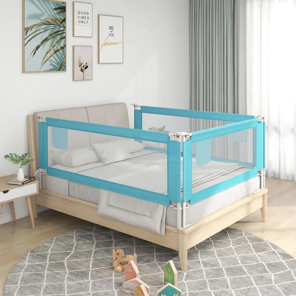 Balustrada de protectie pat copii, albastru, 190x25 cm, textil 1, Albastru, 190 x 25 cm