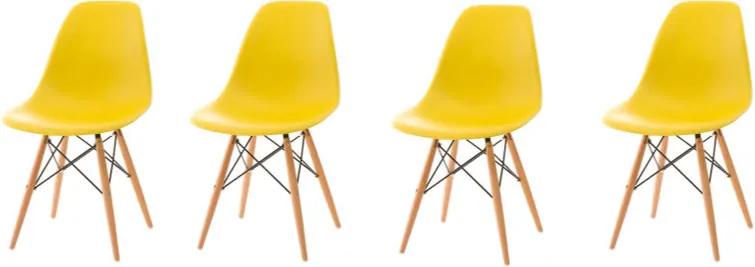 Set de scaune galbene în stil scandinav CLASSIC 3+1 GRATIS!