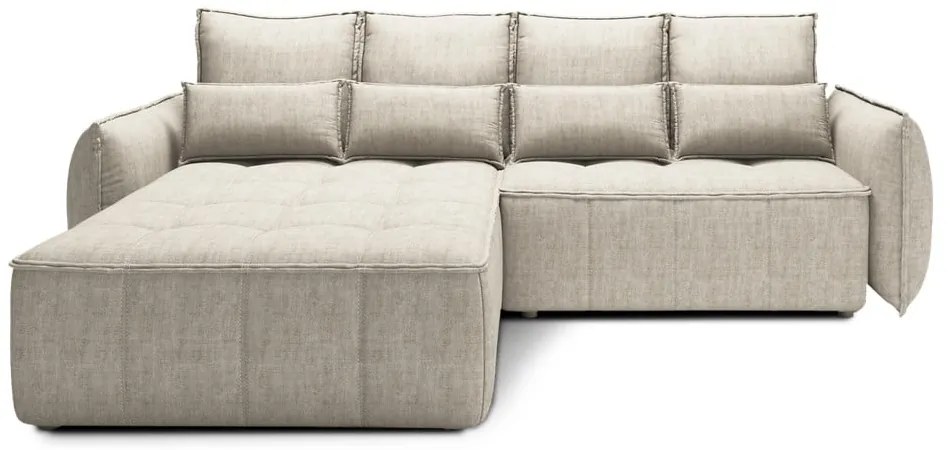 Colțar bej extensibil/cu spațiu de depozitare cu tapițerie din catifea (cu colț pe partea stângă/cu șezlong) Campo – ELTAP