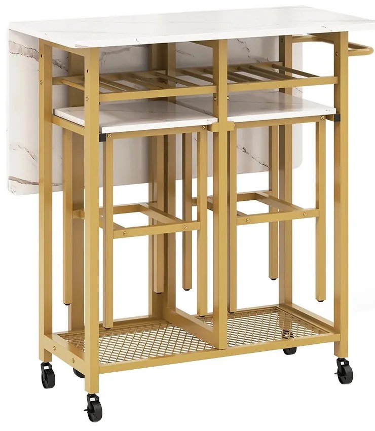 Set masă extensibilă cu suport pentru sticle, 3 piese