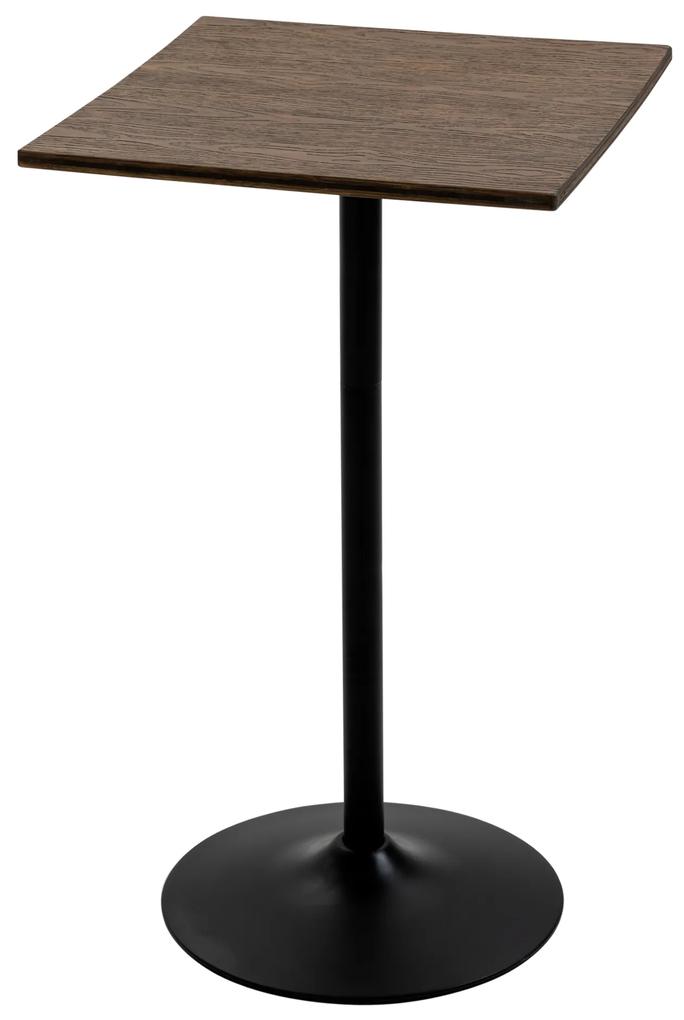 HOMCOM Masa Înalta pentru Bar sau Bucatarie in Stil Industrial, din Bambus şi metal 60x60x103cm, culoare Nuc