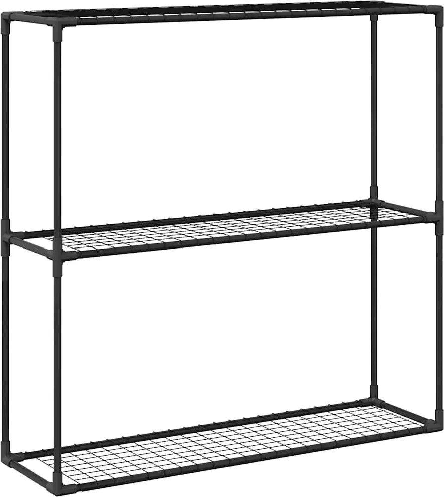vidaXL Stand pentru plante cu 3 niveluri Negru 100 x 32 x 102 cm Oțel