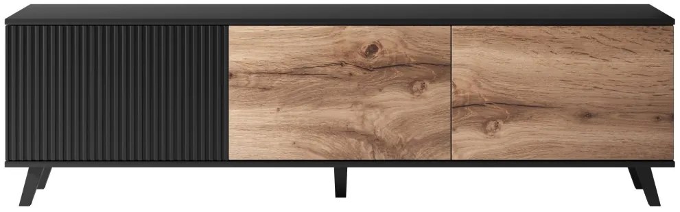Comoda TV Random RTV2 stejar wotan/negru - L180 x A40 x h52 cm