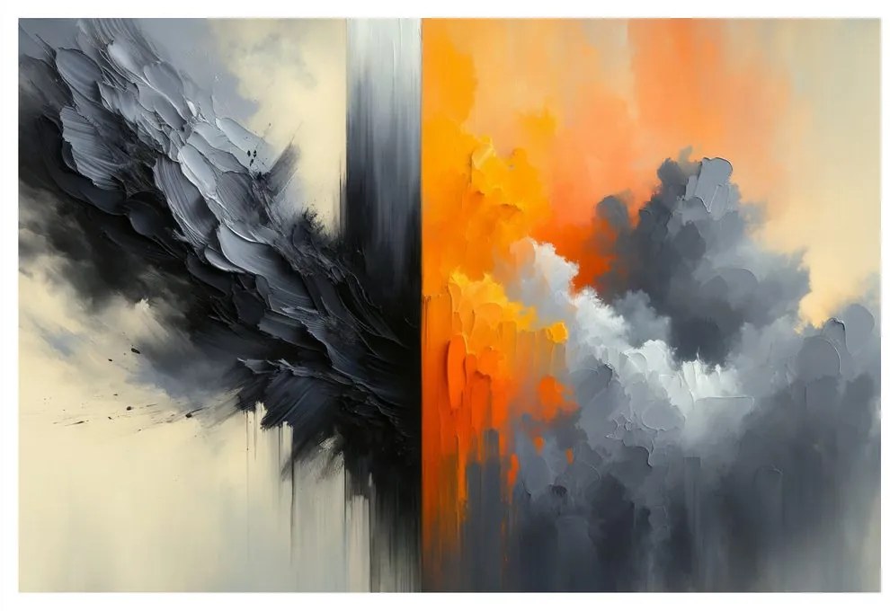 Tablou abstracție în foc și fum