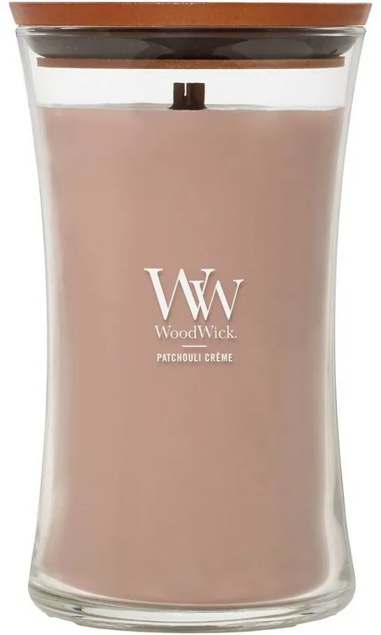 Lumânare parfumată vază mare WoodWick PatchouliCreme, 609 g