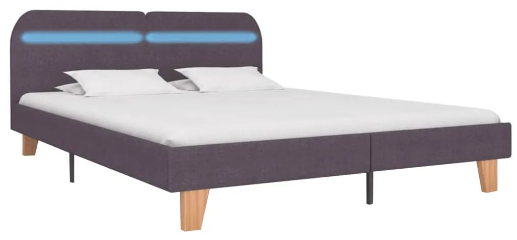 280915 vidaXL Cadru de pat cu LED-uri, gri taupe, 180x200cm, material textil