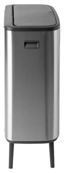 Cos de gunoi Brabantia Bo Touch Hi 1001265, 2x30 L, Perfect langa perete, Reglare pe picior, Rezistent la amprente, Inox/mat