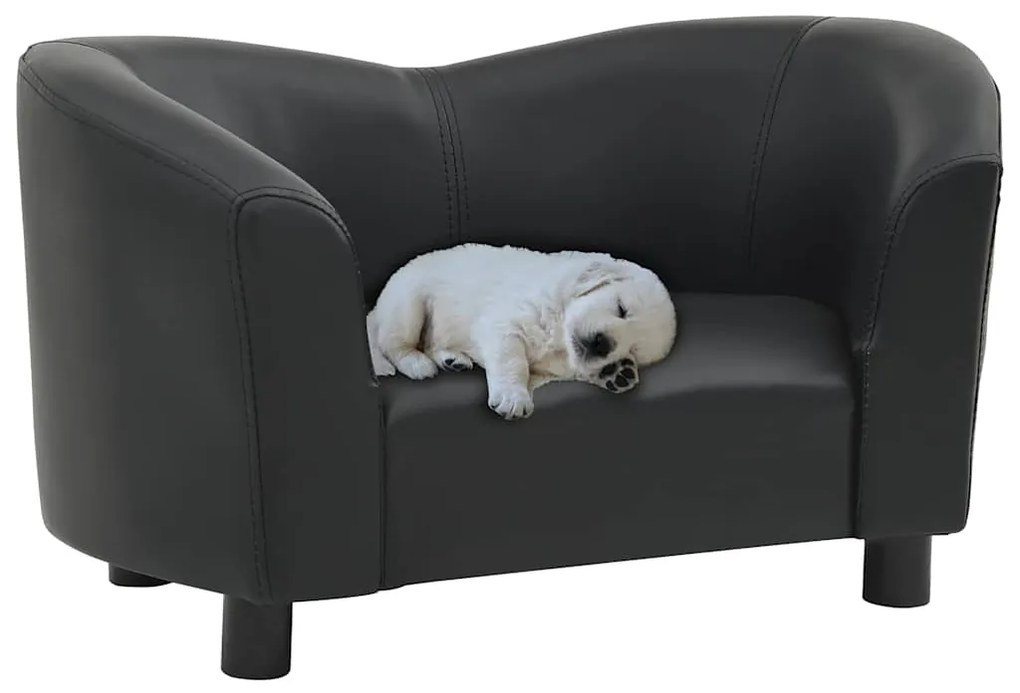 vidaXL Canapea pentru câini, negru, 67x41x39 cm, piele ecologică