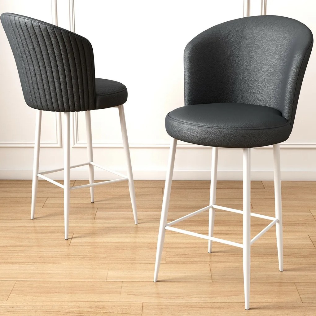 Set de scaune de bar Uras Anthracite and White, 2buc., 2 buc.