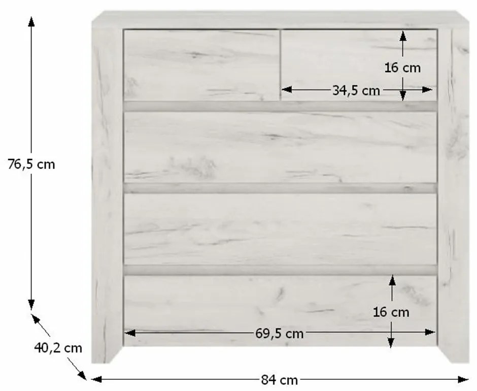 Comoda tip 43, alb craft, ANGEL