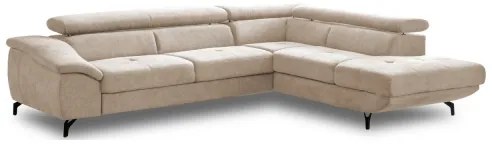 Canapea colțar extensibilă cu spațiu depozitare, model BRESCIA, pe dreapta, bej