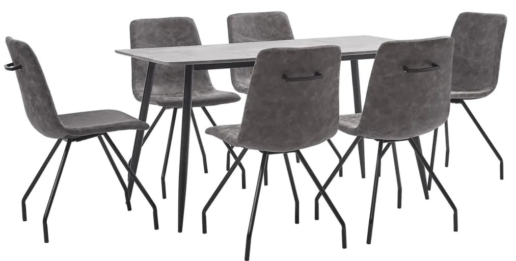 3050941 vidaXL Set mobilier bucătărie, 7 piese, maro închis, piele ecologică