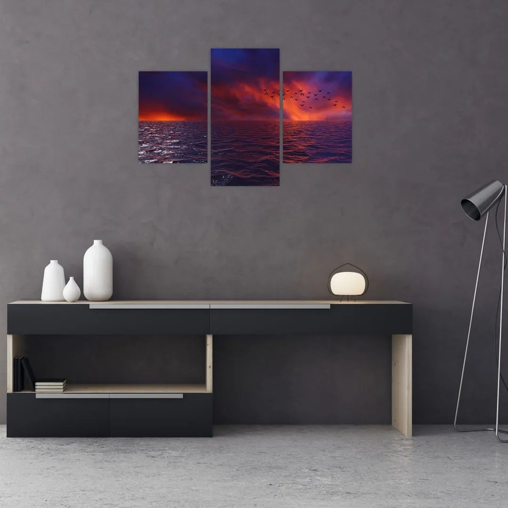 Tablou cu mare și păsări (90x60 cm)