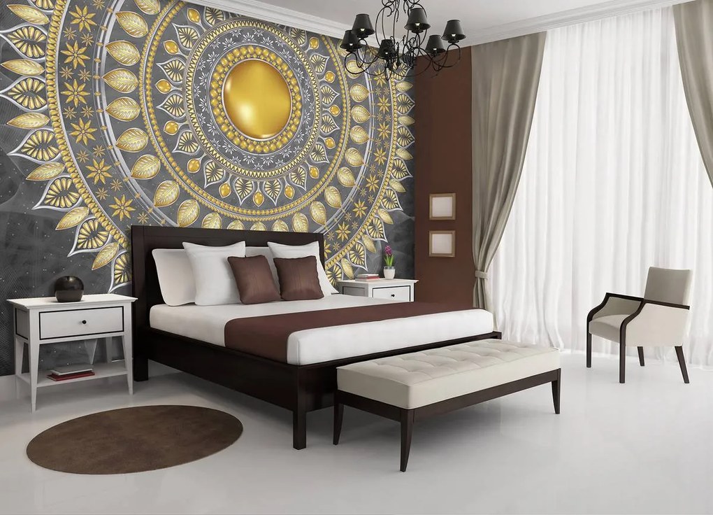 Fototapet - Mandala - argintie (254x184 cm)
