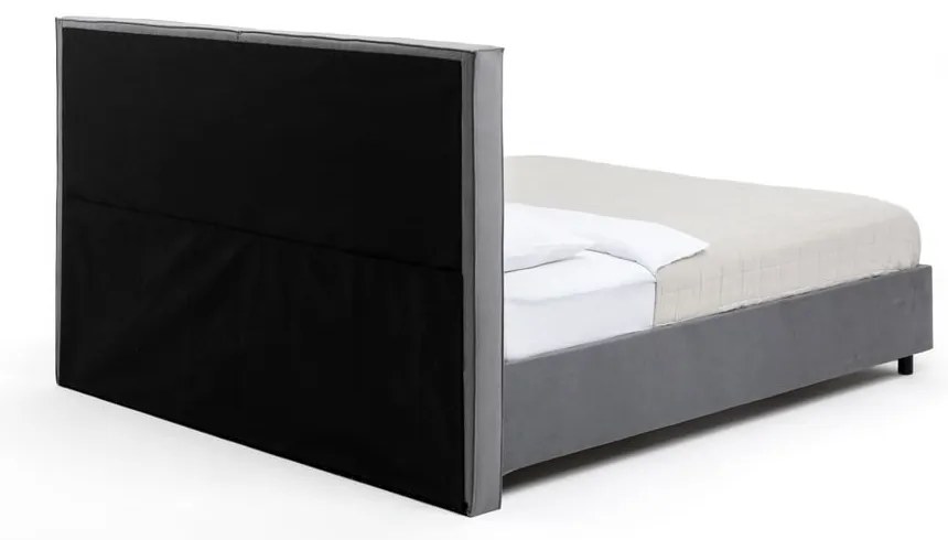 Pat matrimonial gri tapițat cu spațiu de depozitare cu somieră 180x200 cm Myra Bold – Bonami Selection