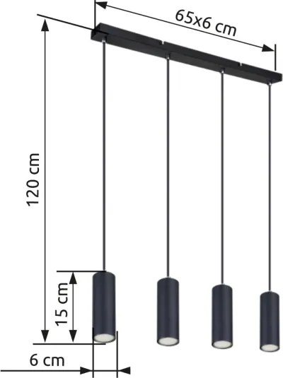 Lustră pe cablu ROBBY 4xGU10/35W/230V neagră Globo 57911-4HB