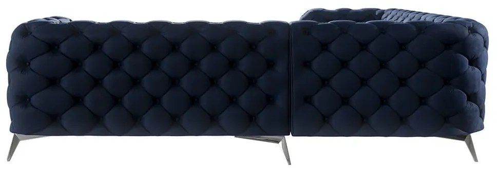 Colțar albastru închis cu tapițerie din catifea Chelsea – Ropez