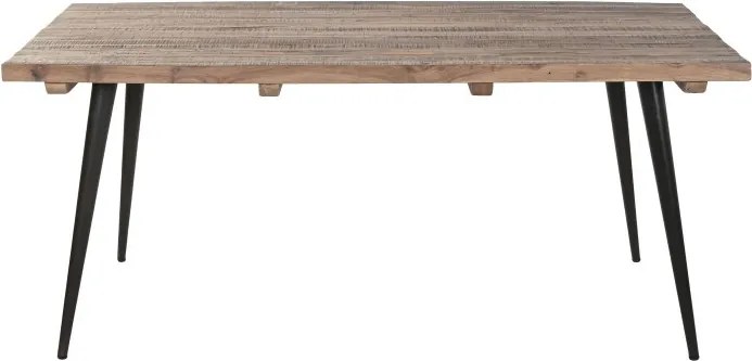 Masă de dining din lemn reciclat cu picioare din metal negru, 180×90×76 cm, „Loft"