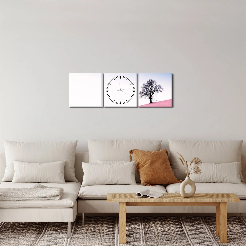 Tablou - Visul roz (cu ceas) (90x30 cm)