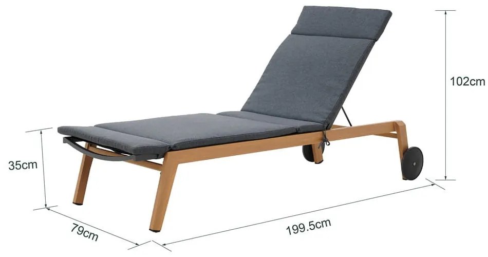 Sezlong de terasa Duisburg antracit L200 cm