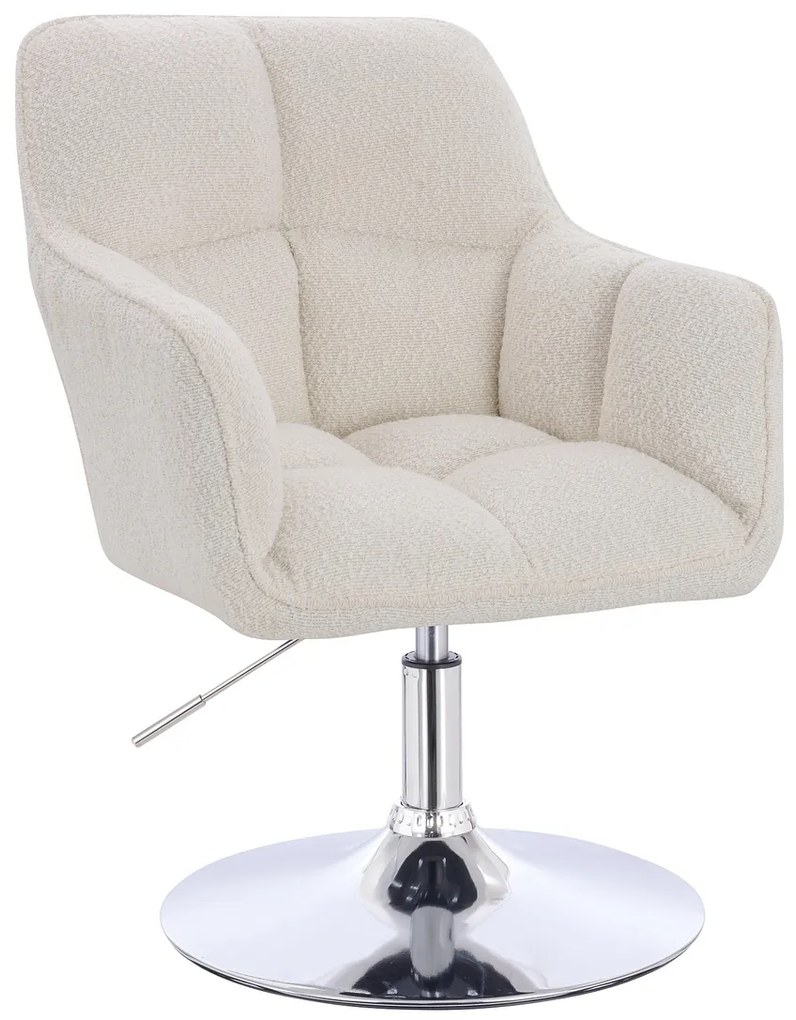 HR550N Scaun Crem Boucle cu Bază Cromata