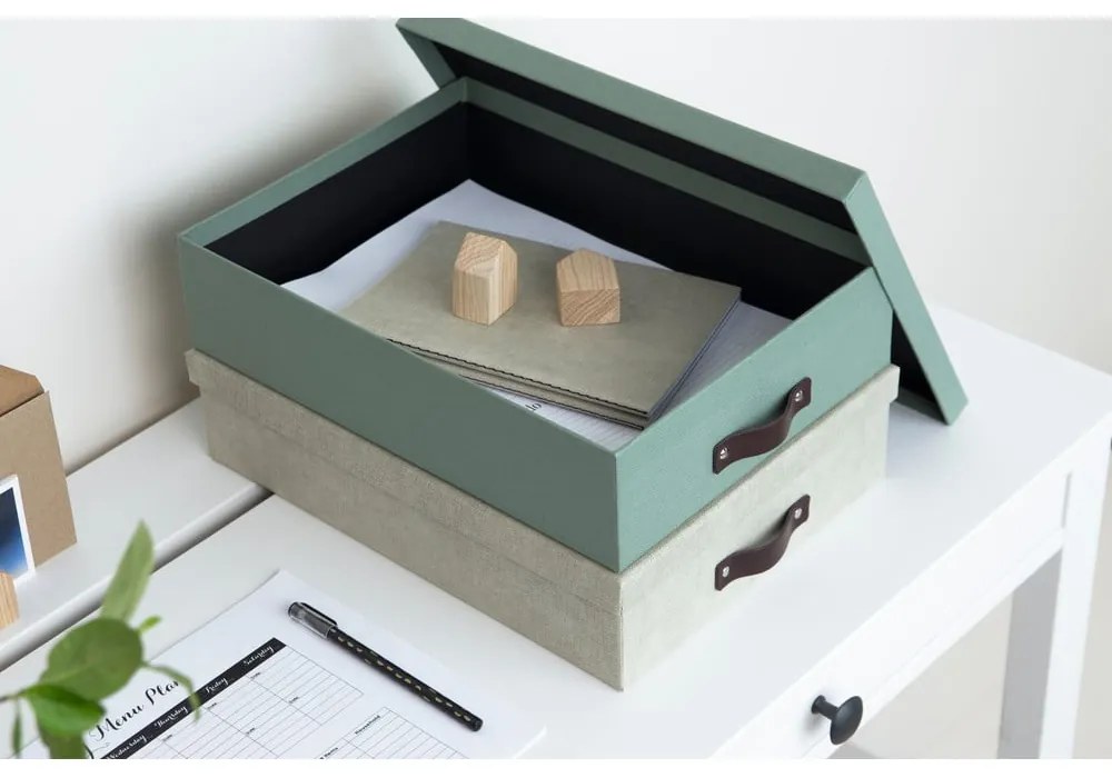 Organizator verde pentru documente din carton Oskar Canvas Paper Laminate – Bigso