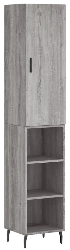 3198999 vidaXL Dulap înalt, gri sonoma, 34,5x34x180 cm, lemn prelucrat