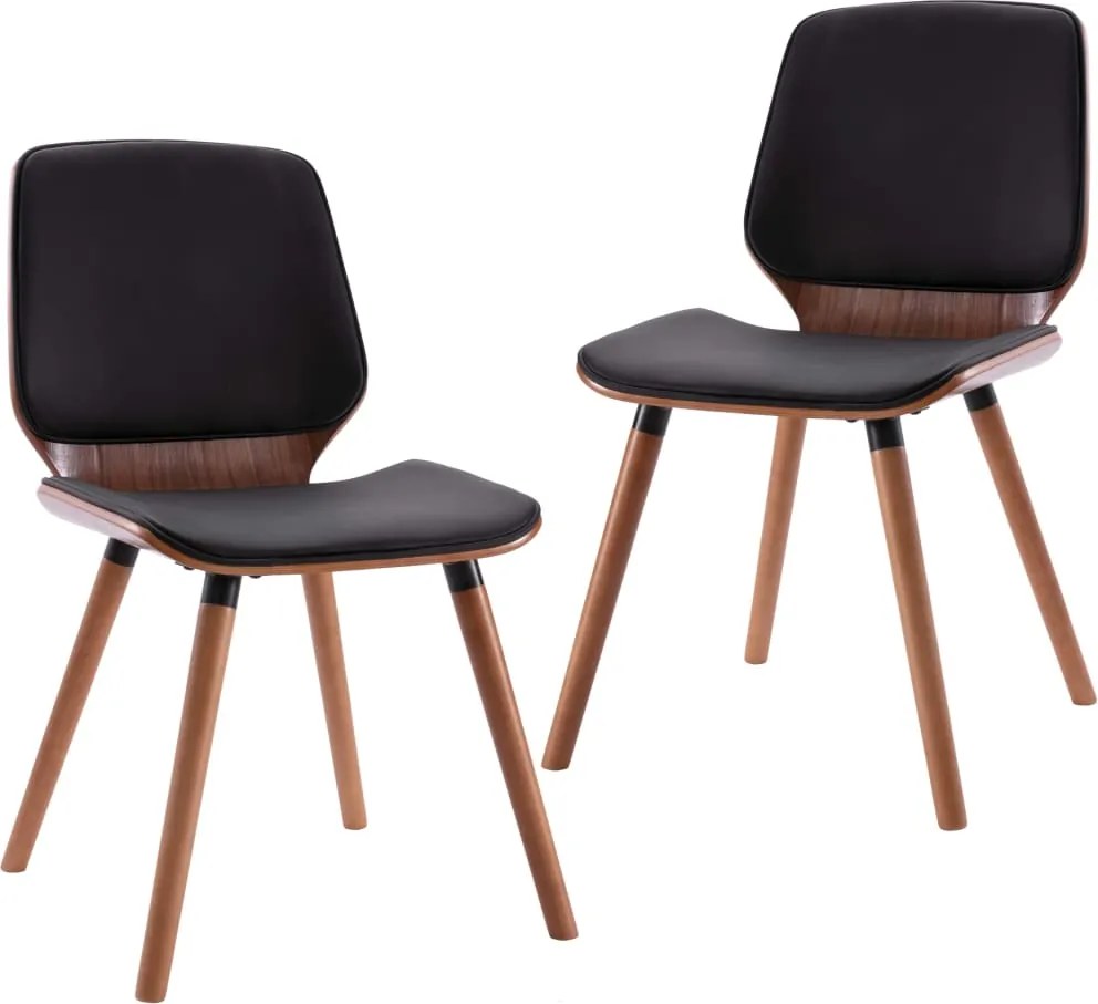 vidaXL Scaune de bucătărie, 2 buc., negru, piele ecologică