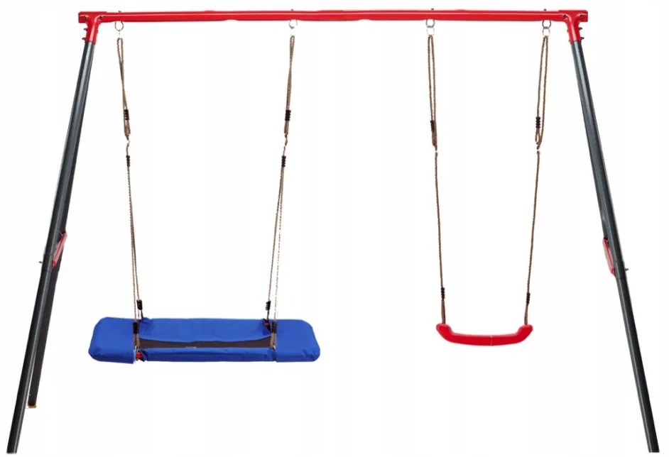 Leagăn dublu pentru copii, cu scaun și cuib de barză