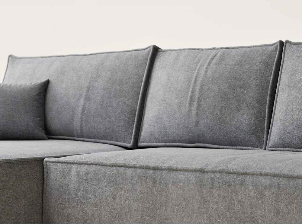 Colțar gri extensibil/cu spațiu de depozitare cu tapițerie din chenille (cu colț pe partea stângă/cu șezlong) Maze – Maison de Rêve