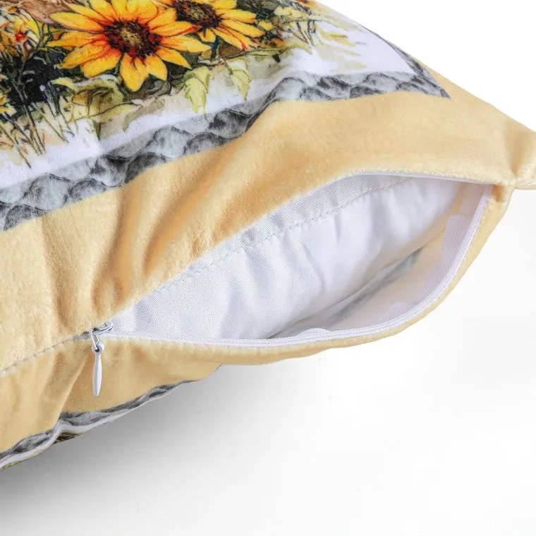 decoDoma Set de 3 fețe pernuțe SUNFLOWERS 45 x 45 cm