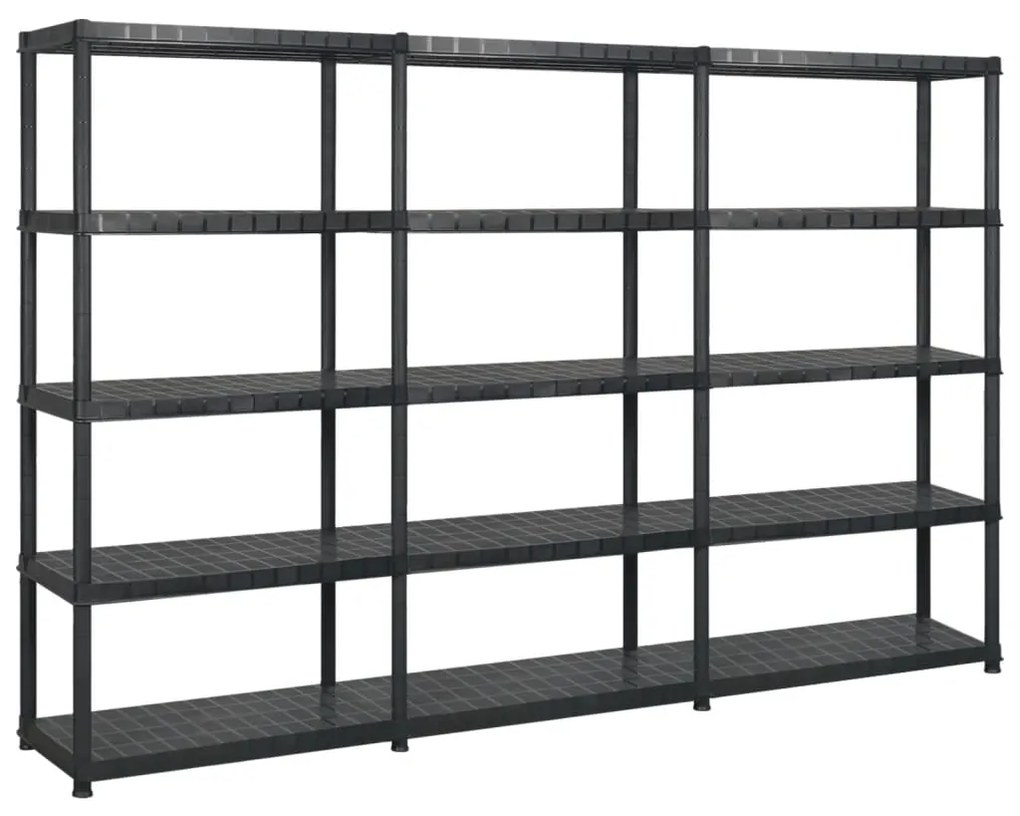 vidaXL Raft de depozitare cu 5 polițe, negru, 255x40x185 cm, plastic