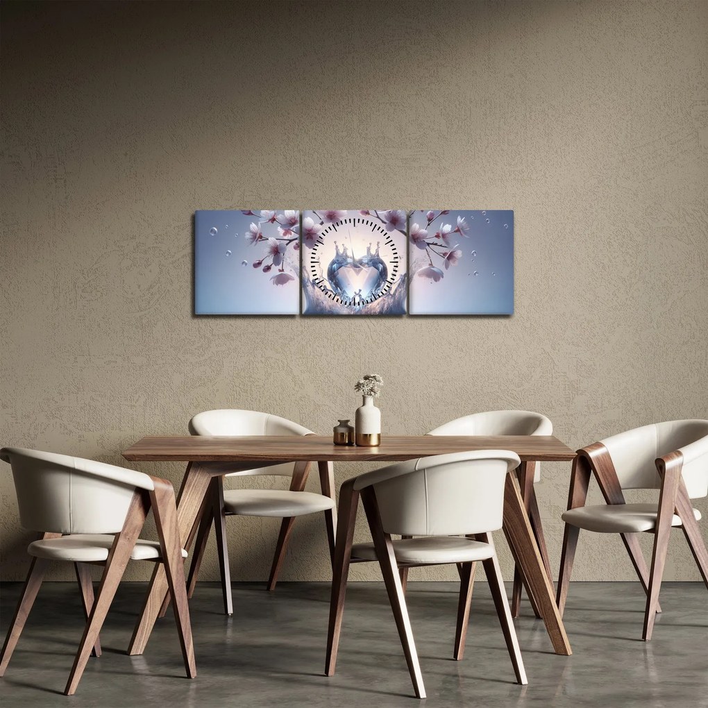 Tablou - Inimă de diamant (cu ceas) (90x30 cm)