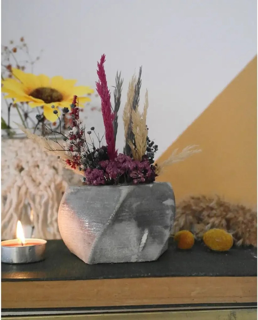 Ghiveci decorativ cu flori artificiale, homs seria A620,17x5.5x9 cm,30353