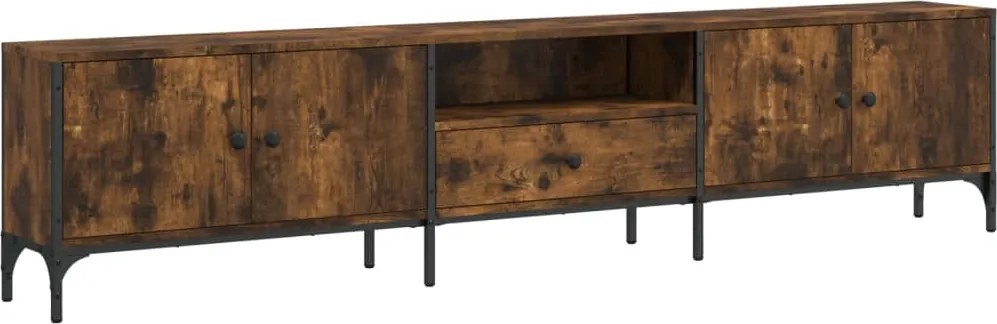 vidaXL Comodă TV cu sertar, stejar fumuriu 200x25x44 cm lemn prelucrat