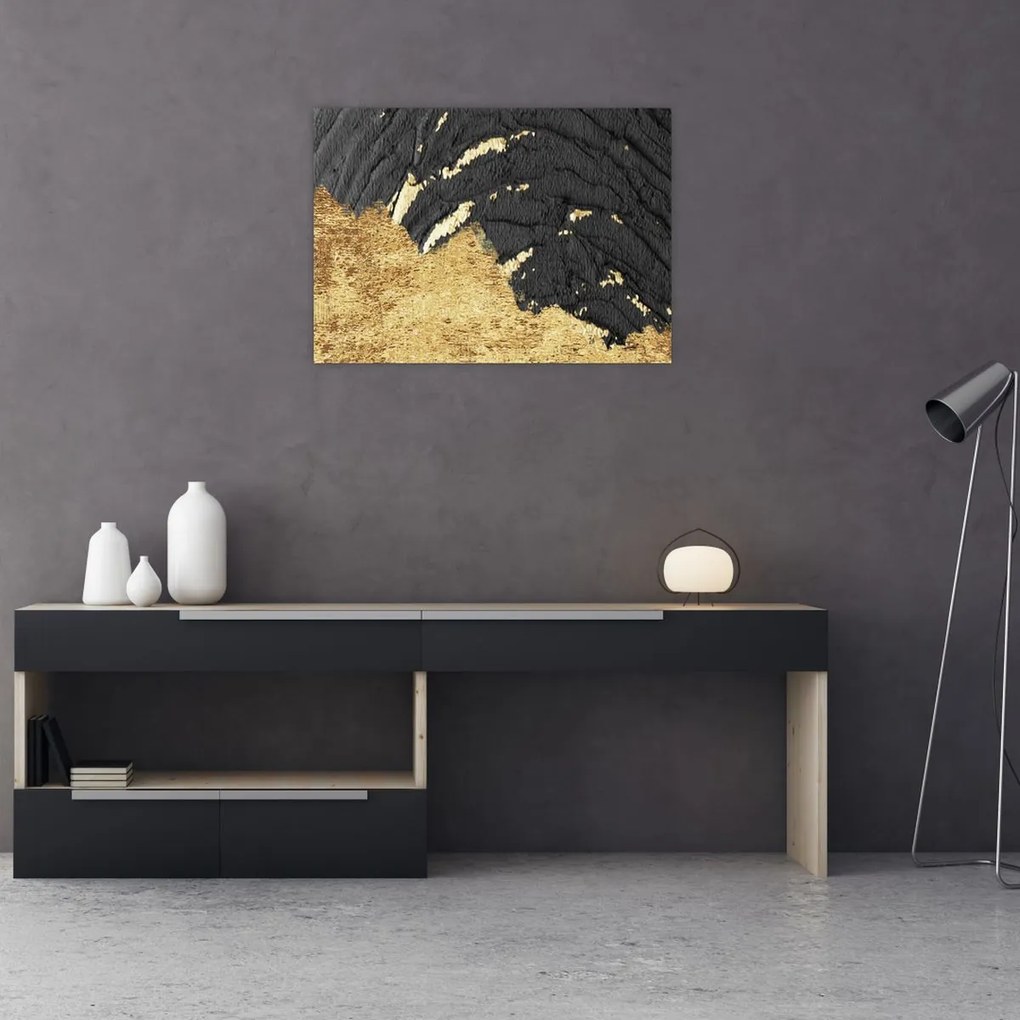 Tablou pe sticlă - Structura de aur N⁰1 (70x50 cm)