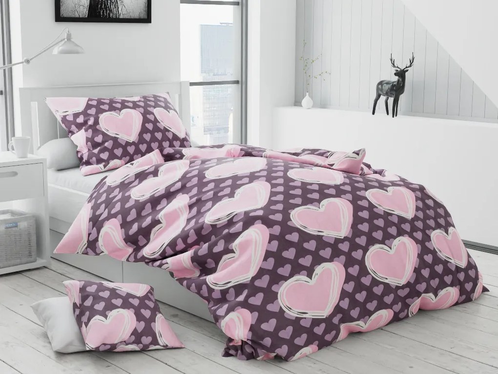Lenjerie de pat din bumbac roz, KASUGA + fata de perna 40 x 40 cm gratuit Dimensiune lenjerie de pat: 70 x 90 cm | 140 x 200 cm