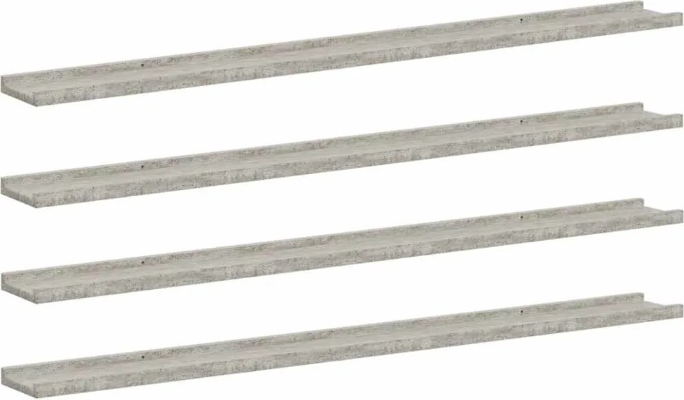 vidaXL Rafturi de perete, 4 buc., gri beton, 115x9x3 cm