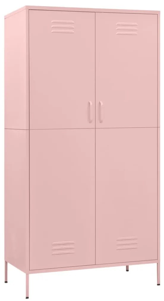 336247 vidaXL Șifonier, roz, 90x50x180 cm, oțel
