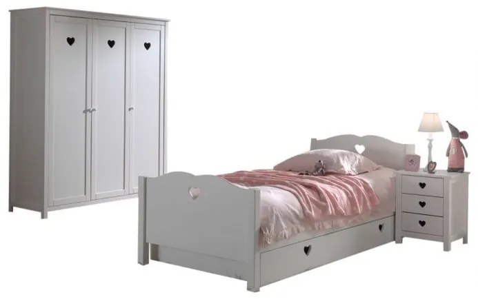 Set Mobilier Cameră Copii AMORI, 3 Piese, Alb, Stil Romantic – Vipack