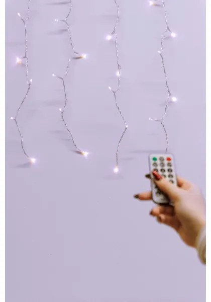 Perdea LED de Crăciun de exterior CURTAIN 360xLED/8,4W/230V 2x2 m IP44 alb cald + telecomandă