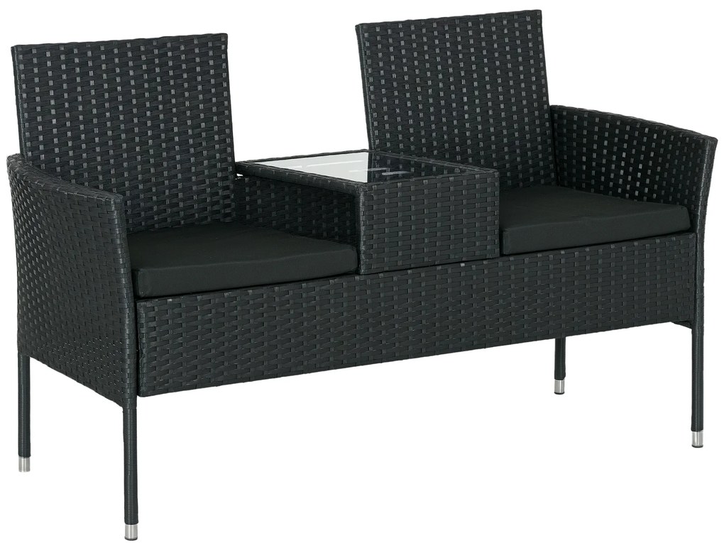 Outsunny Mobilier de Terasa pentru 2 Persoane cu Masa de Ceai