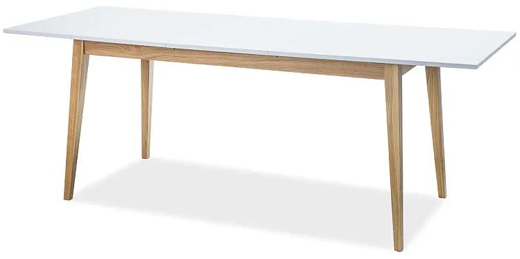 Zondo Masă de sufragerie extensibilă 120-165 cm Carrie (alb mat + stejar) (pentru 4 până la 6 persoane). 1050042