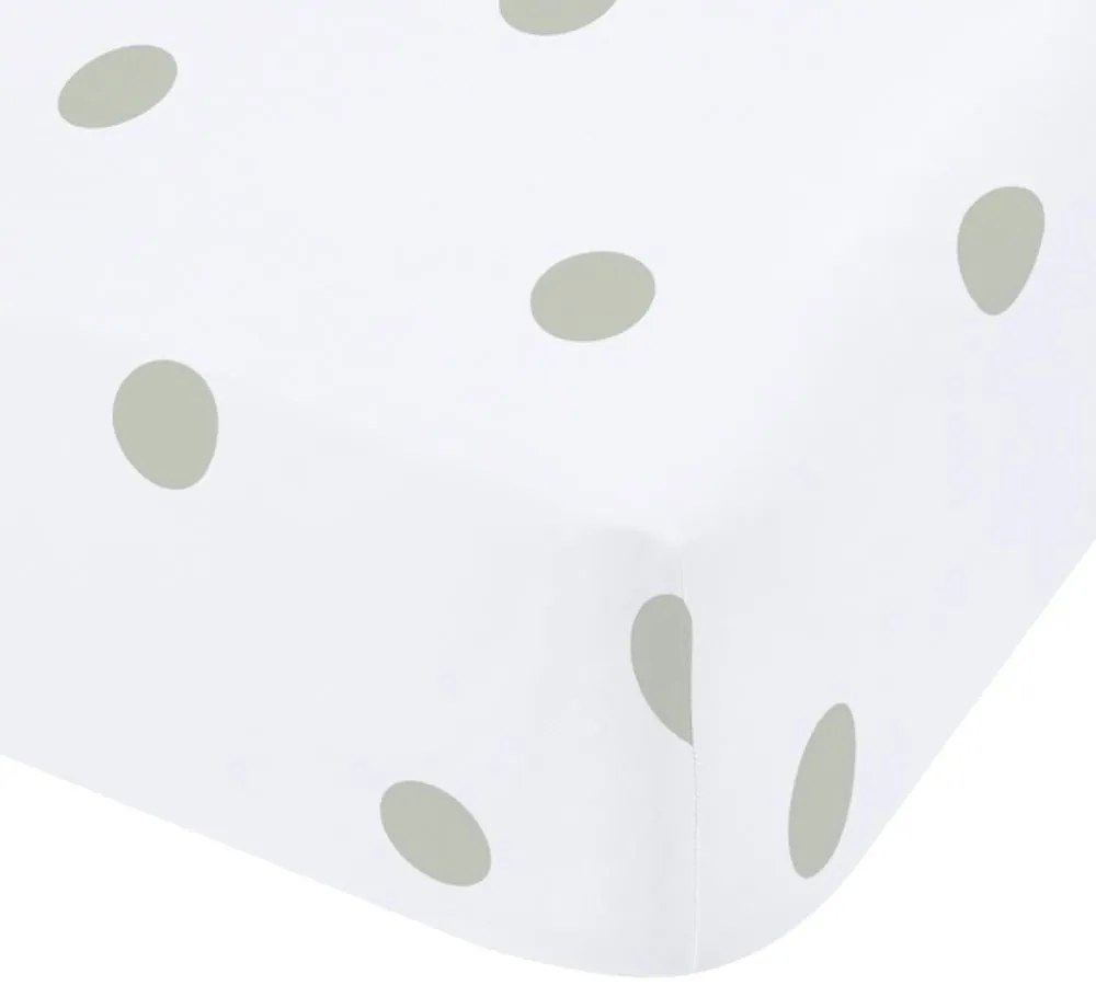 Cearceaf alb-verde din flanelă cu elastic 150x200 cm Polka Dot – Catherine Lansfield