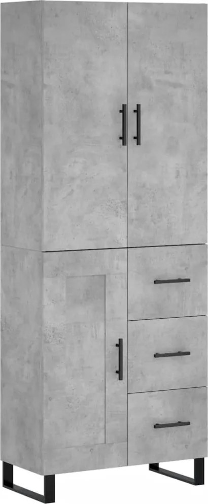 vidaXL Dulap înalt, gri beton, 69,5x34x180, lemn compozit